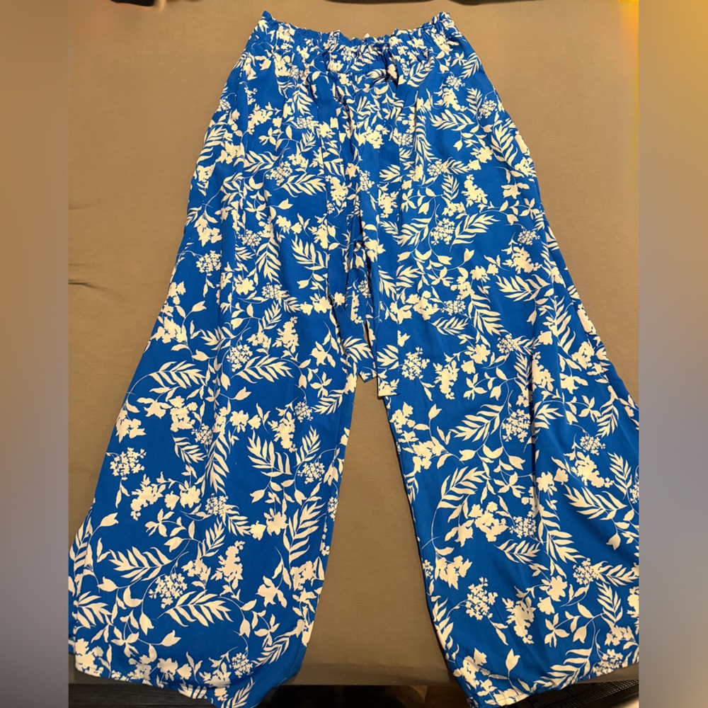 Sienna Sky Blue and White Wide Leg Pants